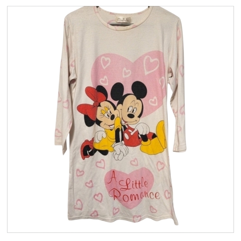 Disney Mickey Minnie Romance Nightgown Hearts Sleep Shirt M